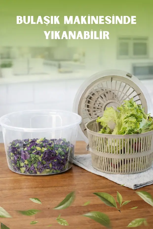  Pratik Salata Kurutucu - Sebze Yıkama ve Süzme Kabı - 4,4Lt.